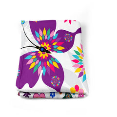 Flannel Flower and Butterfly Cozy Throw Blanket