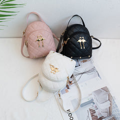 Embroidered PU Leather Small Backpack for Women