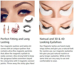 5 Pairs Reusable 3D Magnetic Eyelashes with Eyeliner Kit