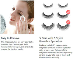 5 Pairs Reusable 3D Magnetic Eyelashes with Eyeliner Kit